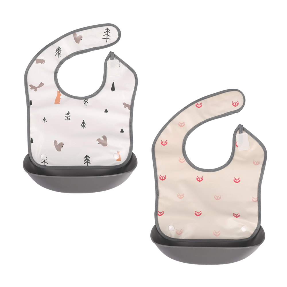 노르디코 킨더 턱받이 2종, 숲속친구 + 핑크여우, 2개입, 1세트