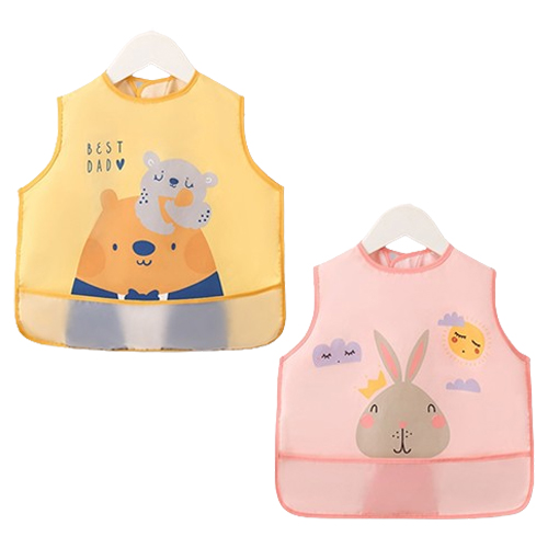 일상속반짝 유아 조끼형 방수 이유식 턱받이 2종 세트, 곰돌이 + 토끼, 1개입, 1세트